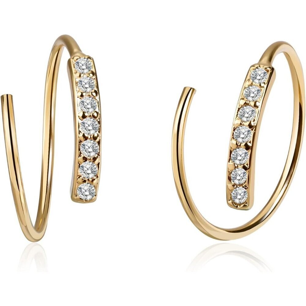 Women's Silver Double Hoop Earrings Single Piercing Small Spira Twist Hoop